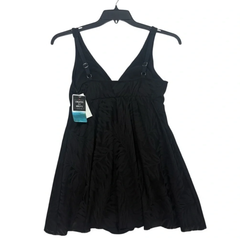 Swim Solutions NWT Black V-Neck Flyaway Women's Tummy-Control Swim swimsuit 14 L - Picture 5 of 13